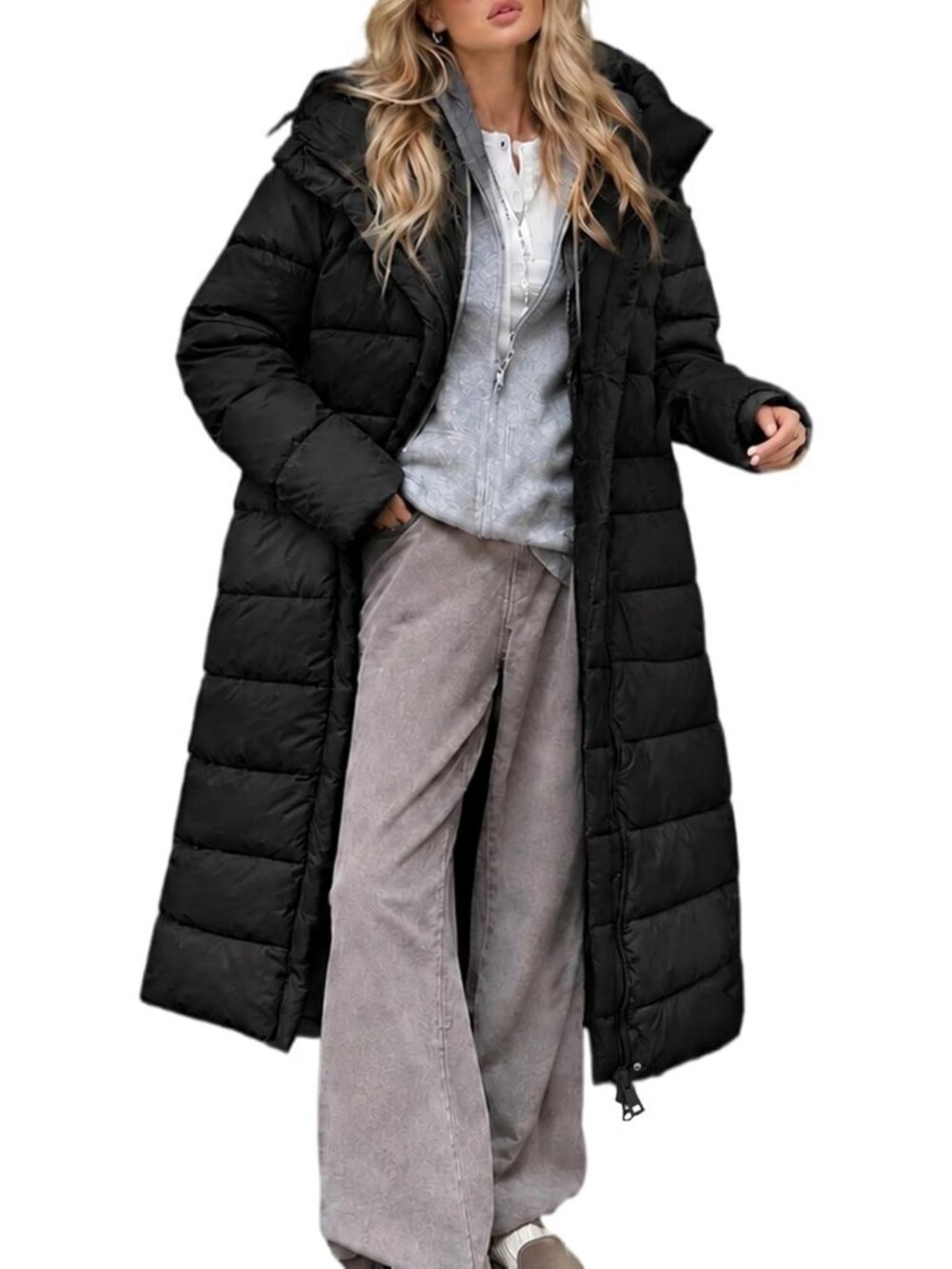 Cozy Long Quilted Puffer Jacket with Belt | Women's Winter Outerwear